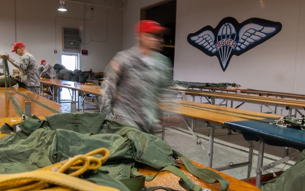 Army Reserve Parachute Riggers ready for Operation Toy Drop