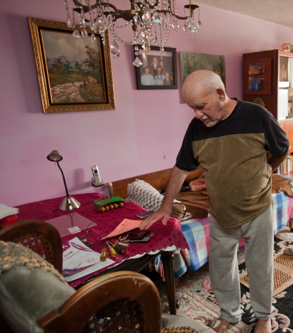 Hurricane Sandy survivor in his home