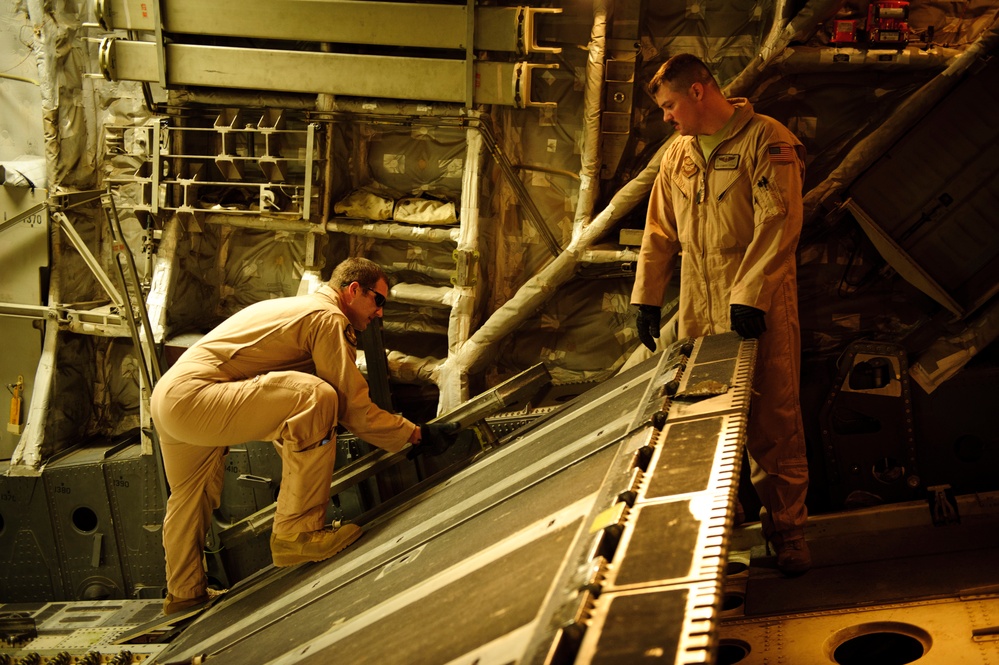 C-17 Globemaster III medical evacuation flight mission