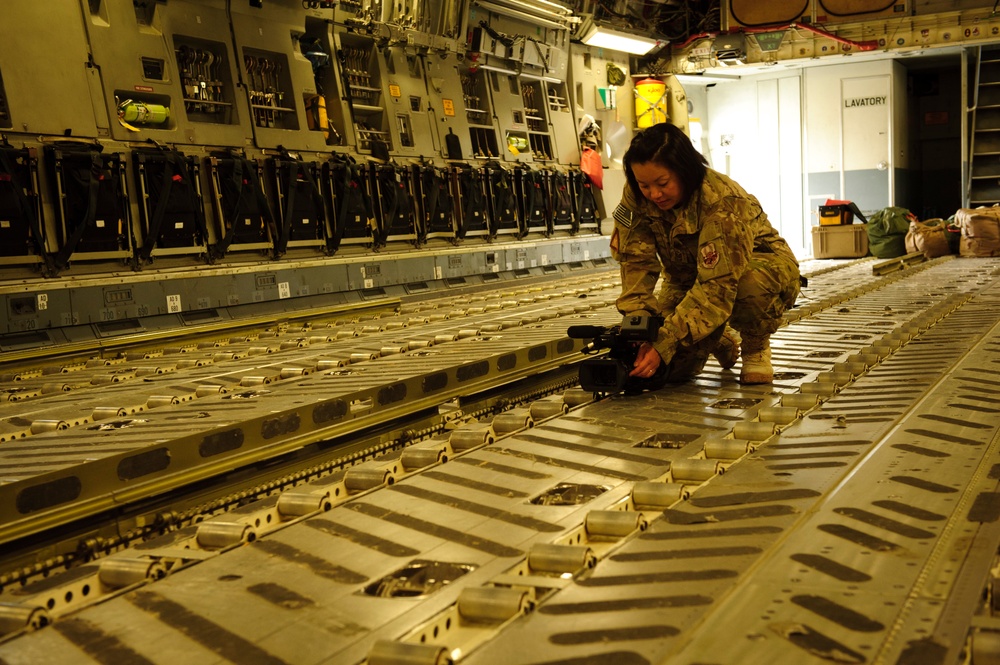 C-17 Globemaster III medical evacuation flight mission