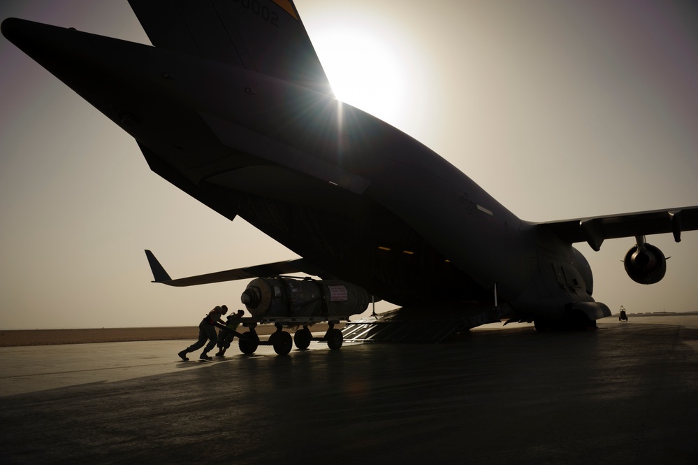 C-17 Globemaster III medical evacuation flight mission