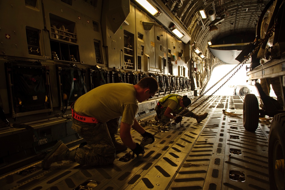 C-17 Globemaster III medical evacuation flight mission