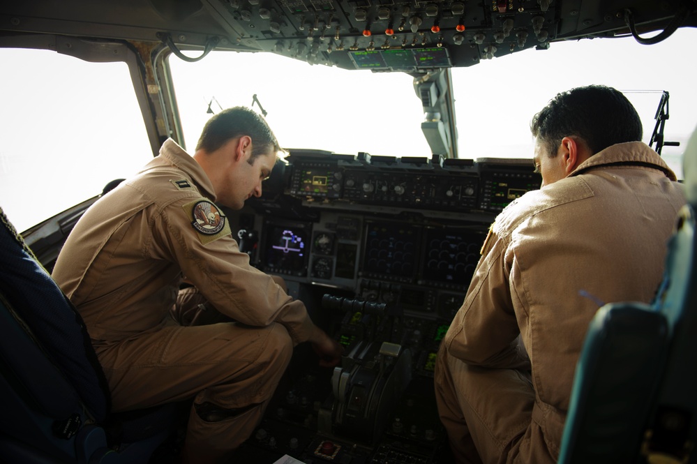 C-17 Globemaster III medical evacuation flight mission