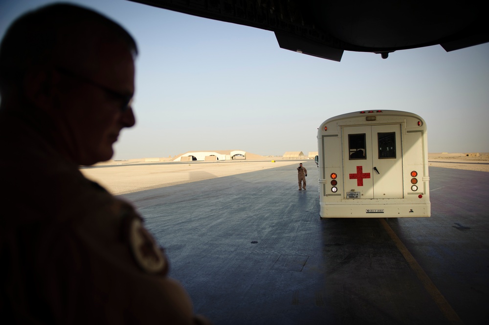 C-17 Globemaster III medical evacuation flight mission