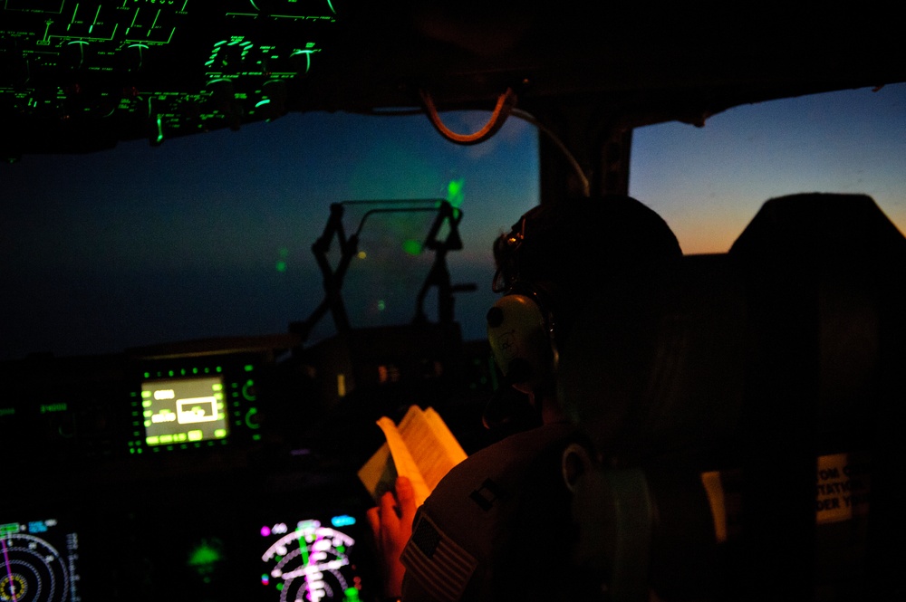 C-17 Globemaster III medical evacuation flight mission