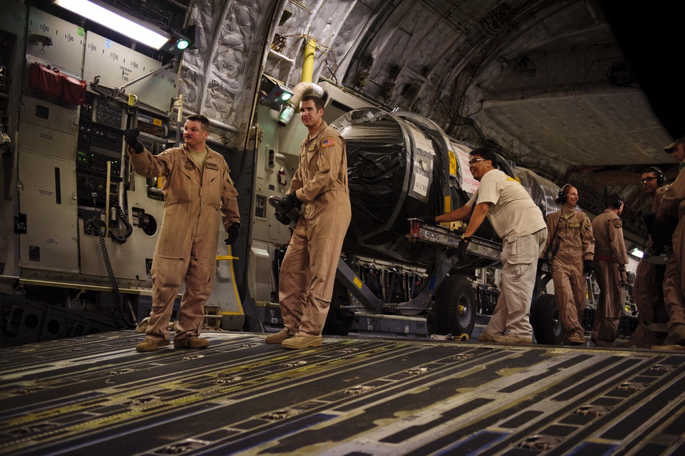 C-17 Globemaster III medical evacuation flight mission