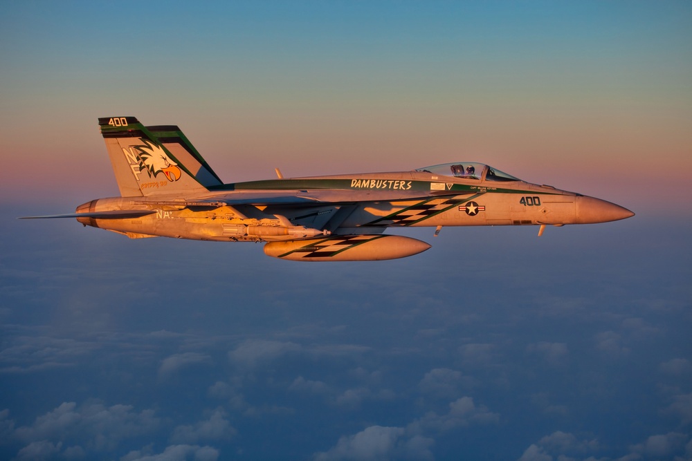 F/A-18E Super Hornet flies over East China Sea