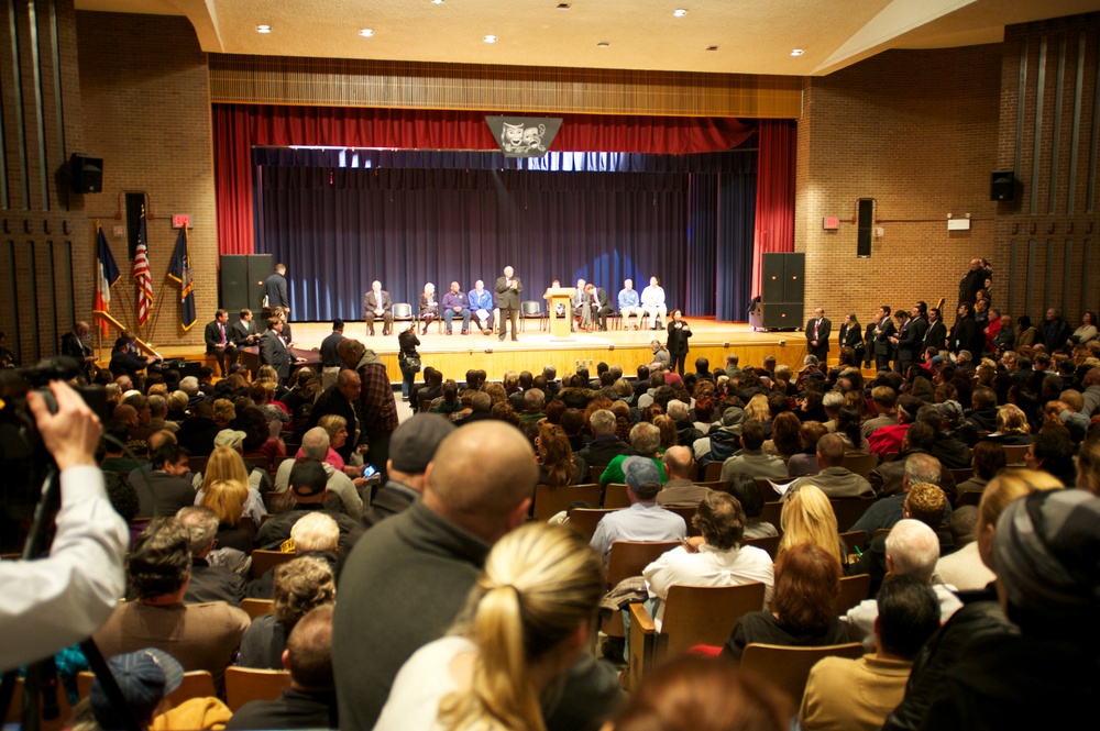 Hurricane Sandy victims town hall meeting at Staten Island