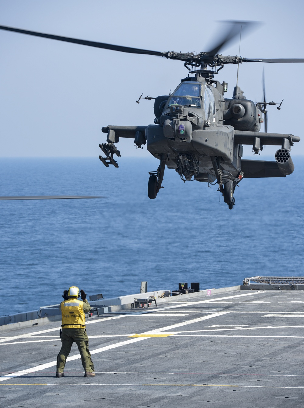 Army Apache helicopters aboard USS Ponce