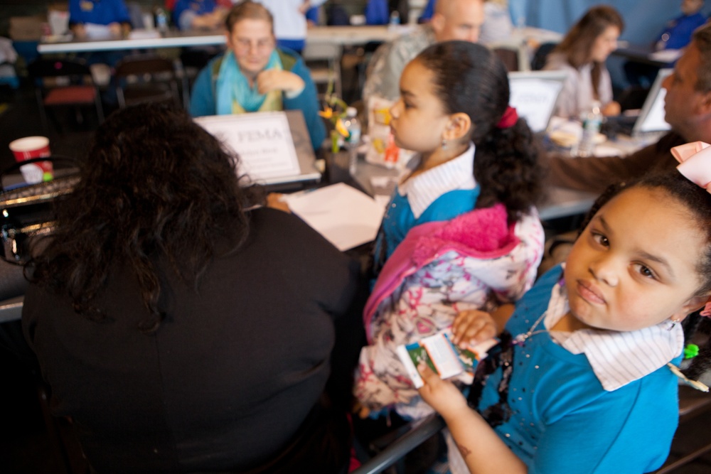 FEMA personnel assist disaster survivors in a Recovery Center in Long Beach, NY