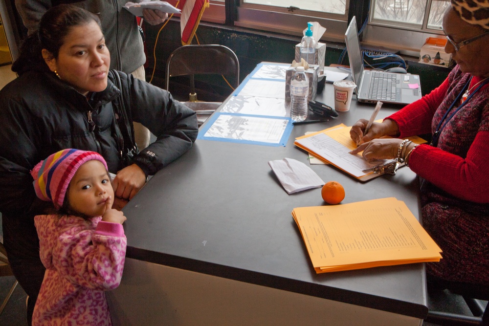 FEMA personnel assist disaster survivors in a Recovery Center in Long Beach, NY