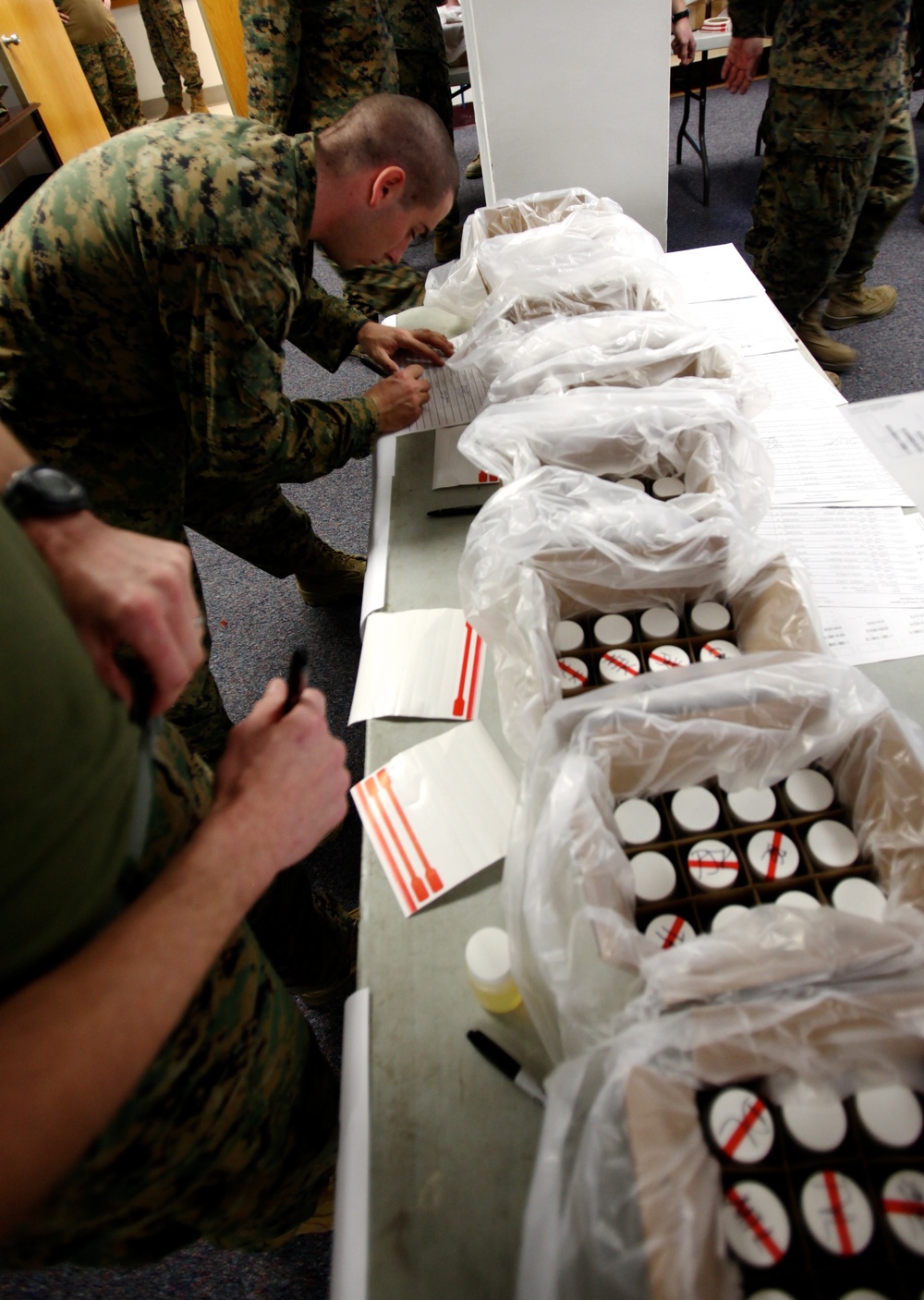 Urinalysis for Marines and Sailors aboard Camp Lejeune to counter drug usage