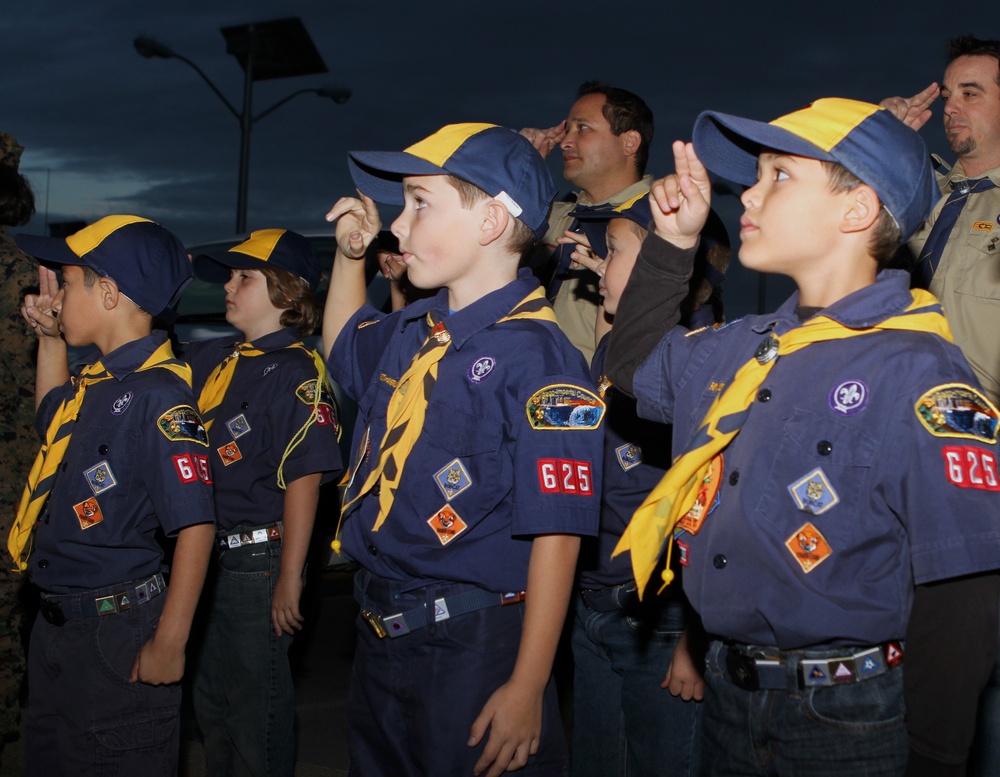 Wolf Scouts experience colors aboard Marine air station
