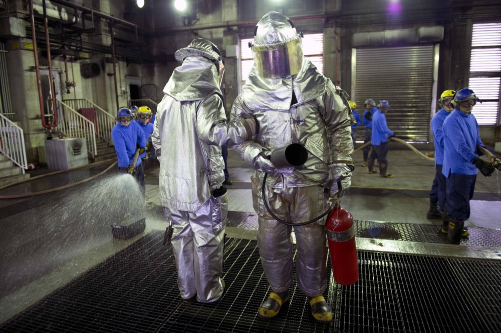 Simulated flight deck fire