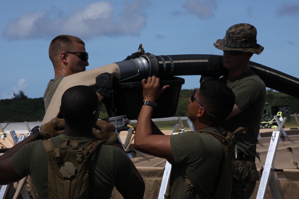 Marines prepare to receive arrested landings on Tinian