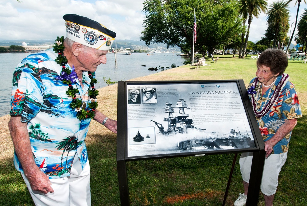 Former sailor visits USS Nevada wayside exhibit