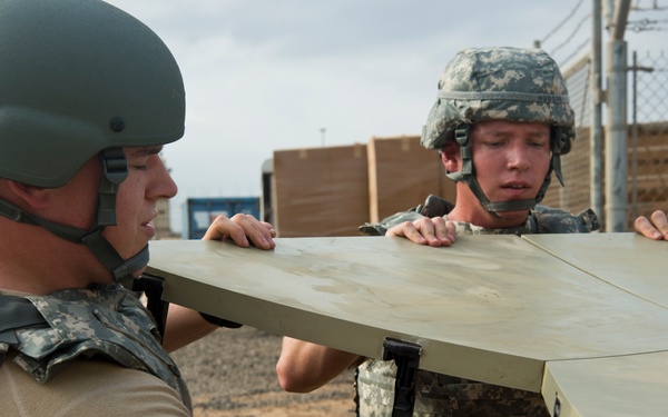 CJTF-HOA members construct Forward Headquarters Element, train for emergency ops