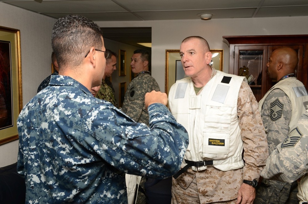 USO holiday tour aboard USS John C. Stennis