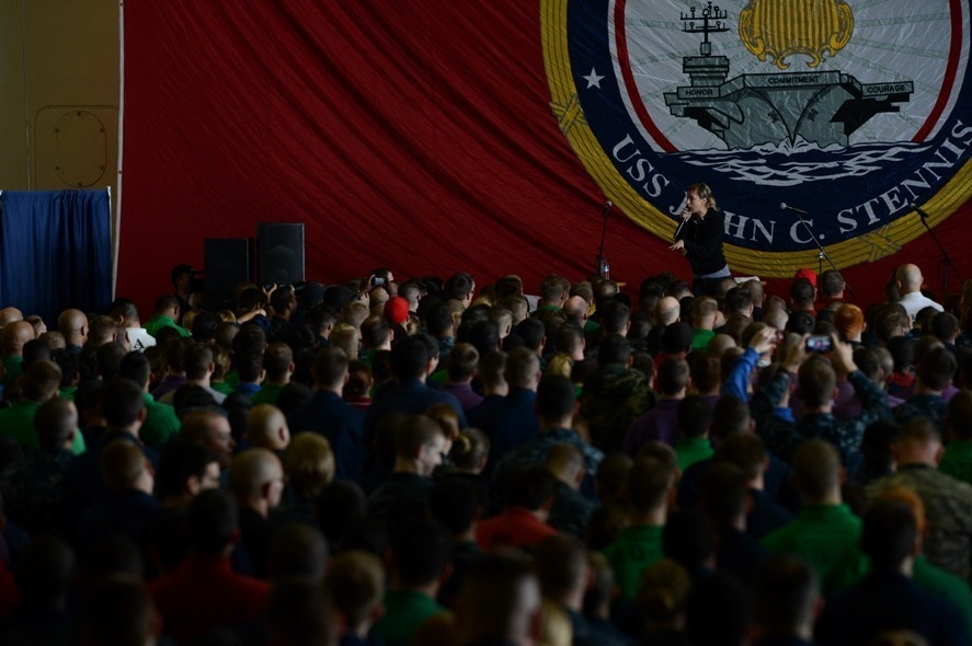 USO holiday tour aboard USS John C. Stennis