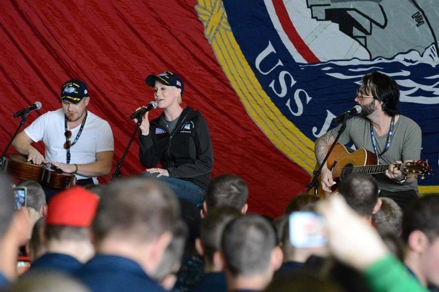 USO holiday tour aboard USS John C. Stennis