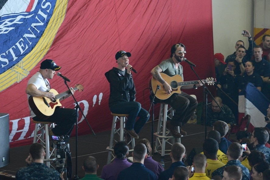 USO holiday tour aboard USS John C. Stennis