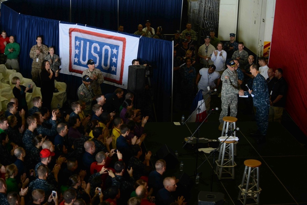 USO holiday tour aboard USS John C. Stennis