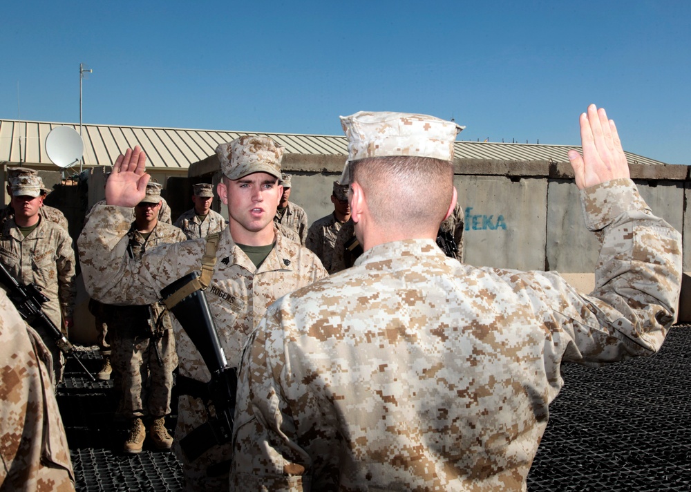 Reenlisting on Camp Leatherneck