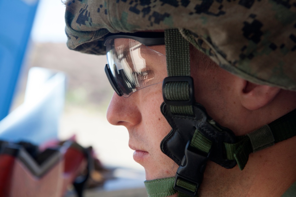 Marine makes explosive entrance to new job field