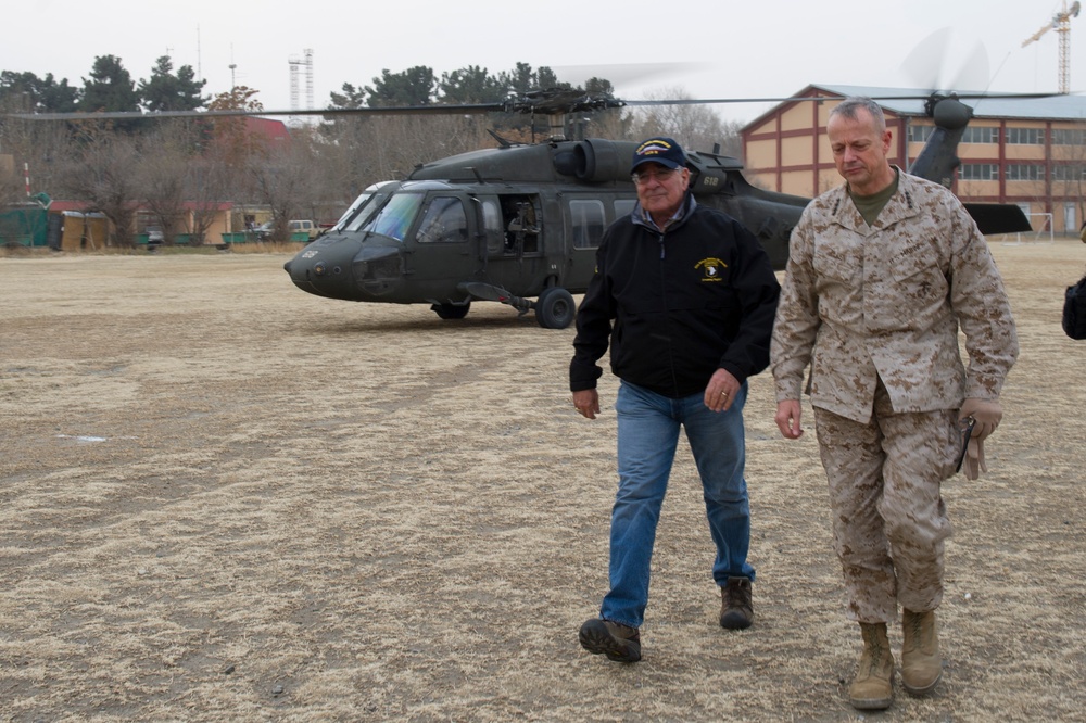 Secretary of defense visits service members in Afghanistan