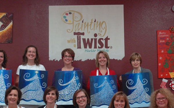 Spouses add Cav flare to Painting with a Twist party