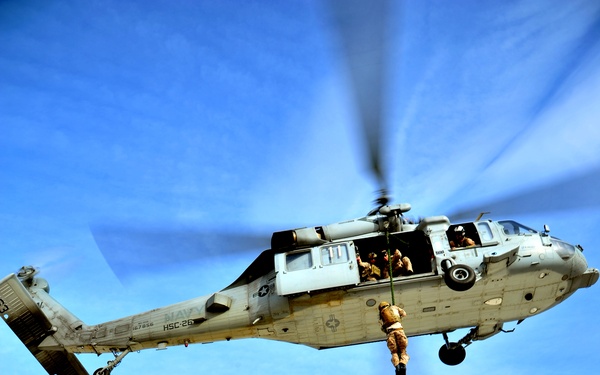 HSC-26 and SEAL Team 5 Fast Roping and Rappelling