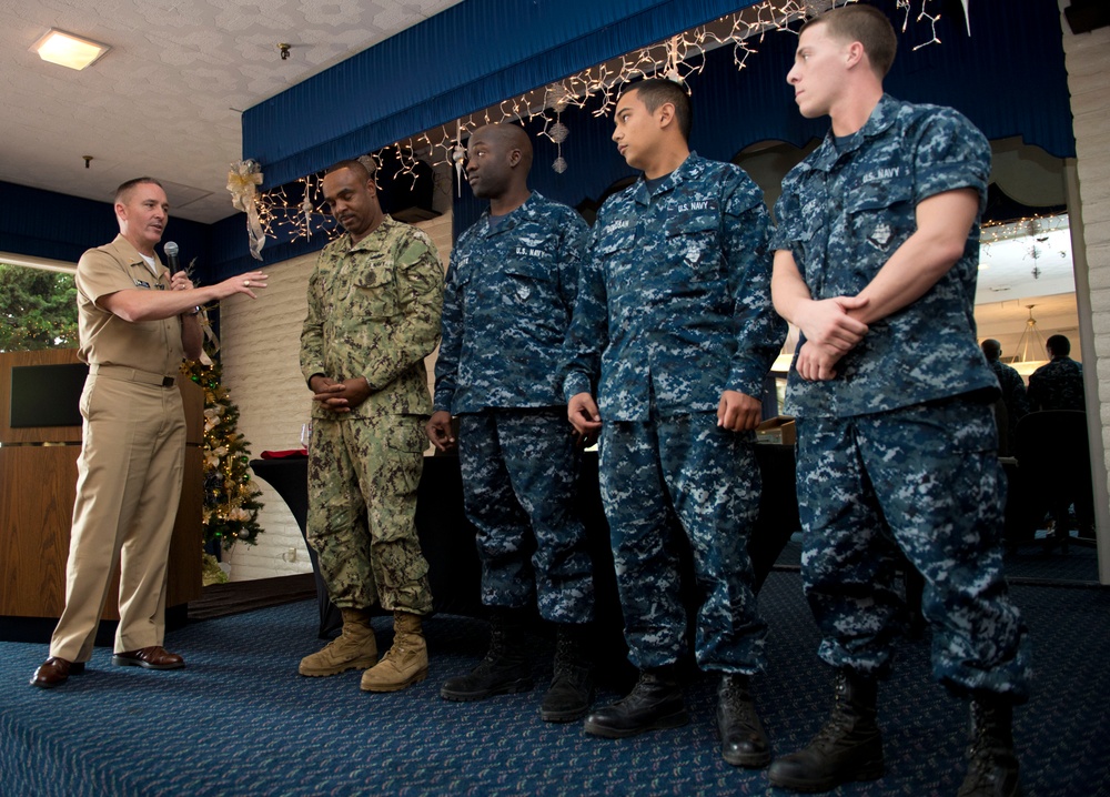 MCPON Mike Stevens makes his first all-hands call at NASNI