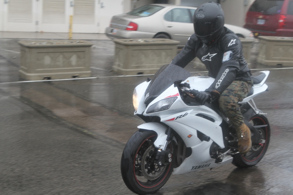 Marines learn the importance of motorcycle safety from American Motorcyclist Association Champion Jason Pridmore