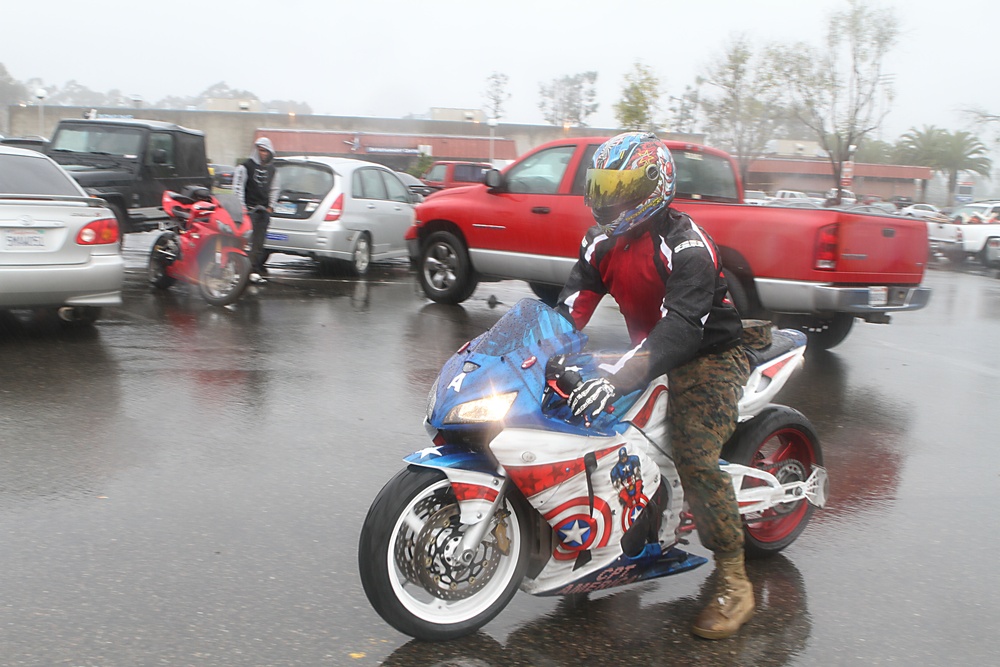 Marines learn the importance of motorcycle safety from American Motorcyclist Association Champion Jason Pridmore