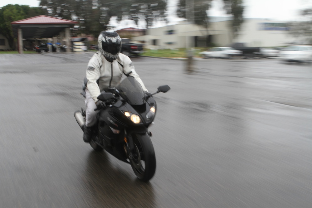 Marines learn the importance of motorcycle safety from American Motorcyclist Association Champion Jason Pridmore