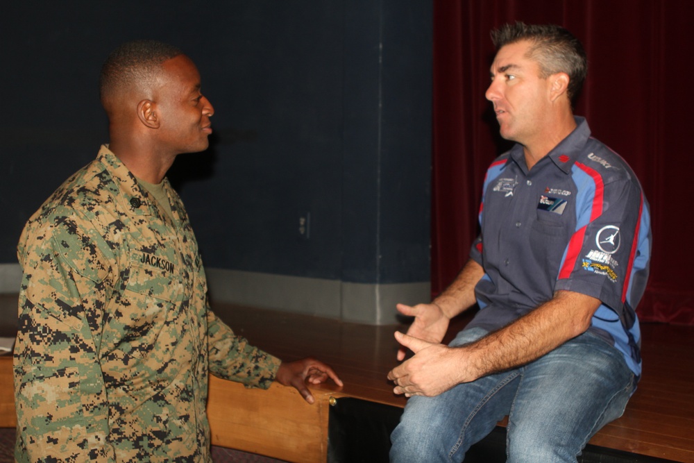 Marines learn the importance of motorcycle safety from American Motorcyclist Association Champion Jason Pridmore