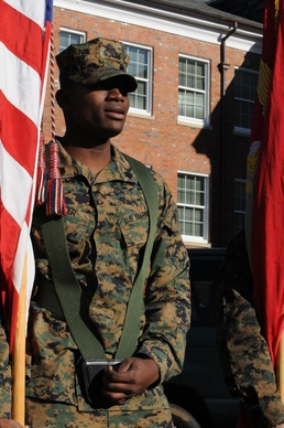 Color sergeant leads from front