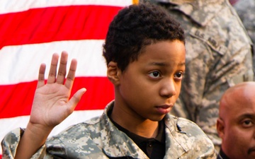 Soldiers help boy live military dream