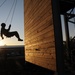 Rappelling at sunset