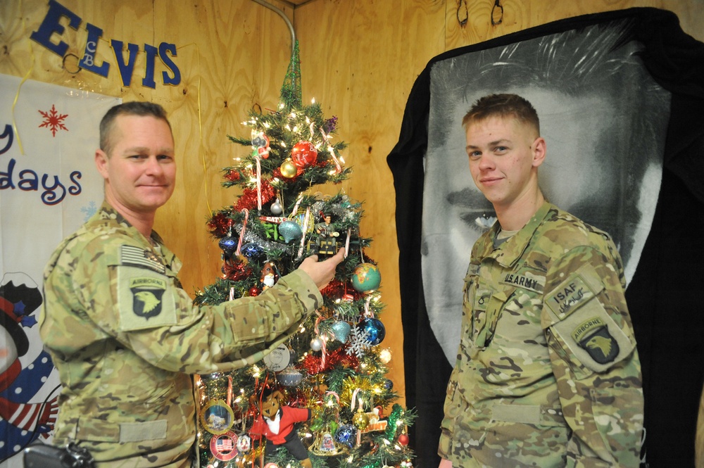 Father, son spend time together on Christmas Day in Afghanistan