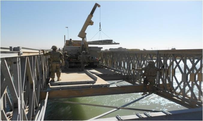 132nd MRBC Soldiers build a bridge in Southwestern Afghanistan