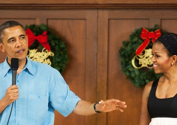 President Obama visits Marine Corps Base Hawaii on Christmas Day