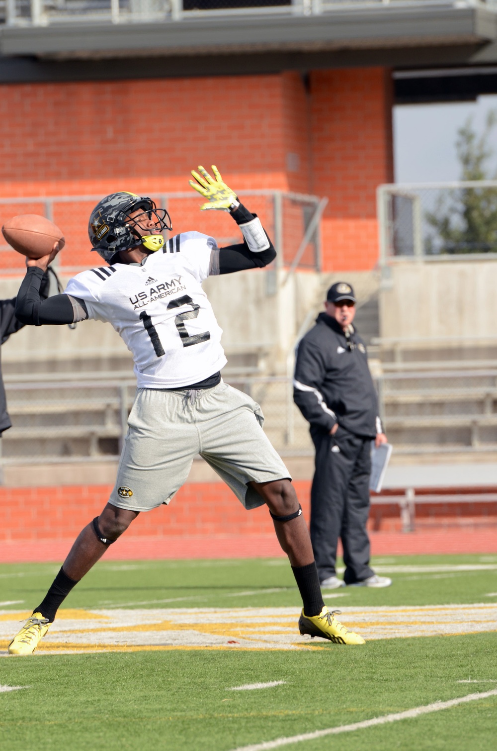 Quarterback practice at Heroes Stadium