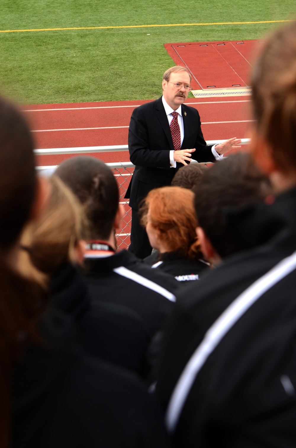 Davis gives a pep talk to the All-American Band