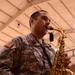 Sgt. 1st Class Sacawa demonstrates the saxophone