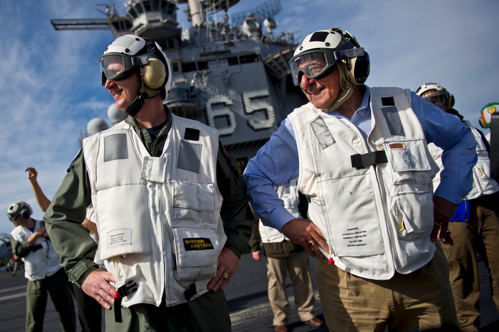 Secretary of defense visits USS Enterprise