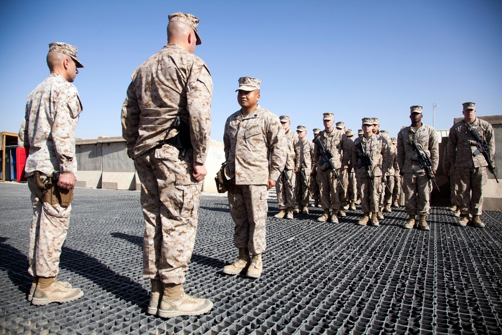 RCT-7 HQ Company Promotes Four and Reenlists One