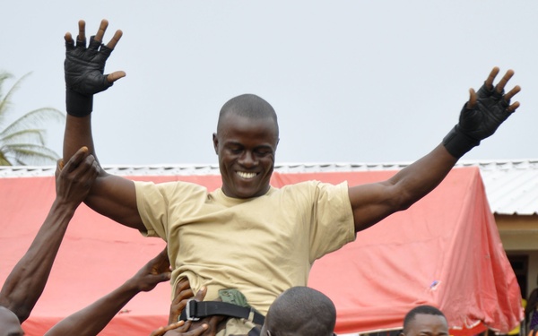 Liberian President celebrates military members, families