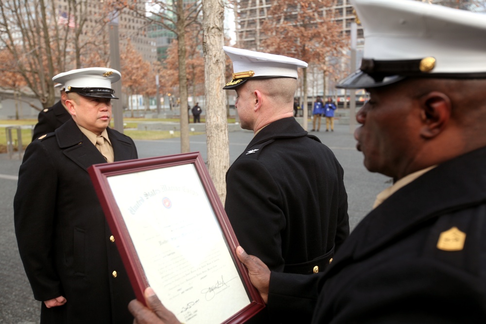 Marine promoted at 9/11 Memorial honors fallen