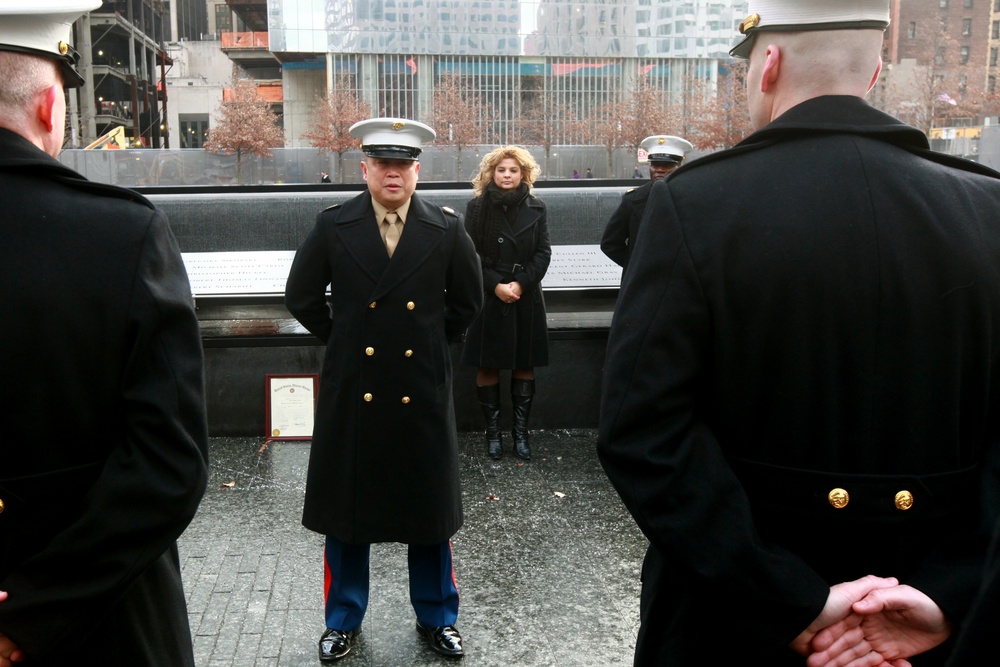 Marine promoted at 9/11 Memorial honors fallen